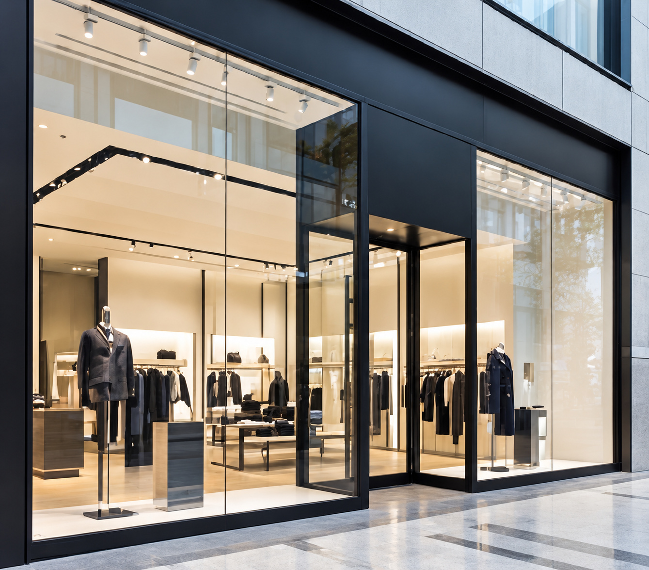 Transparent storefronts and light-filled façades
