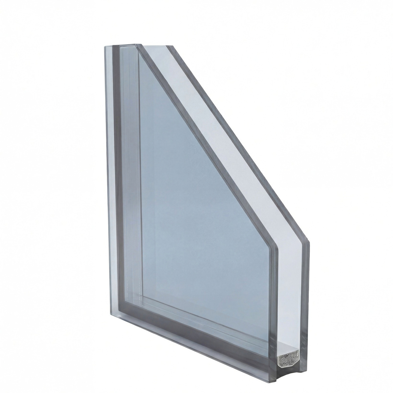 Solar Control Low-E IGU sample showing glass layers