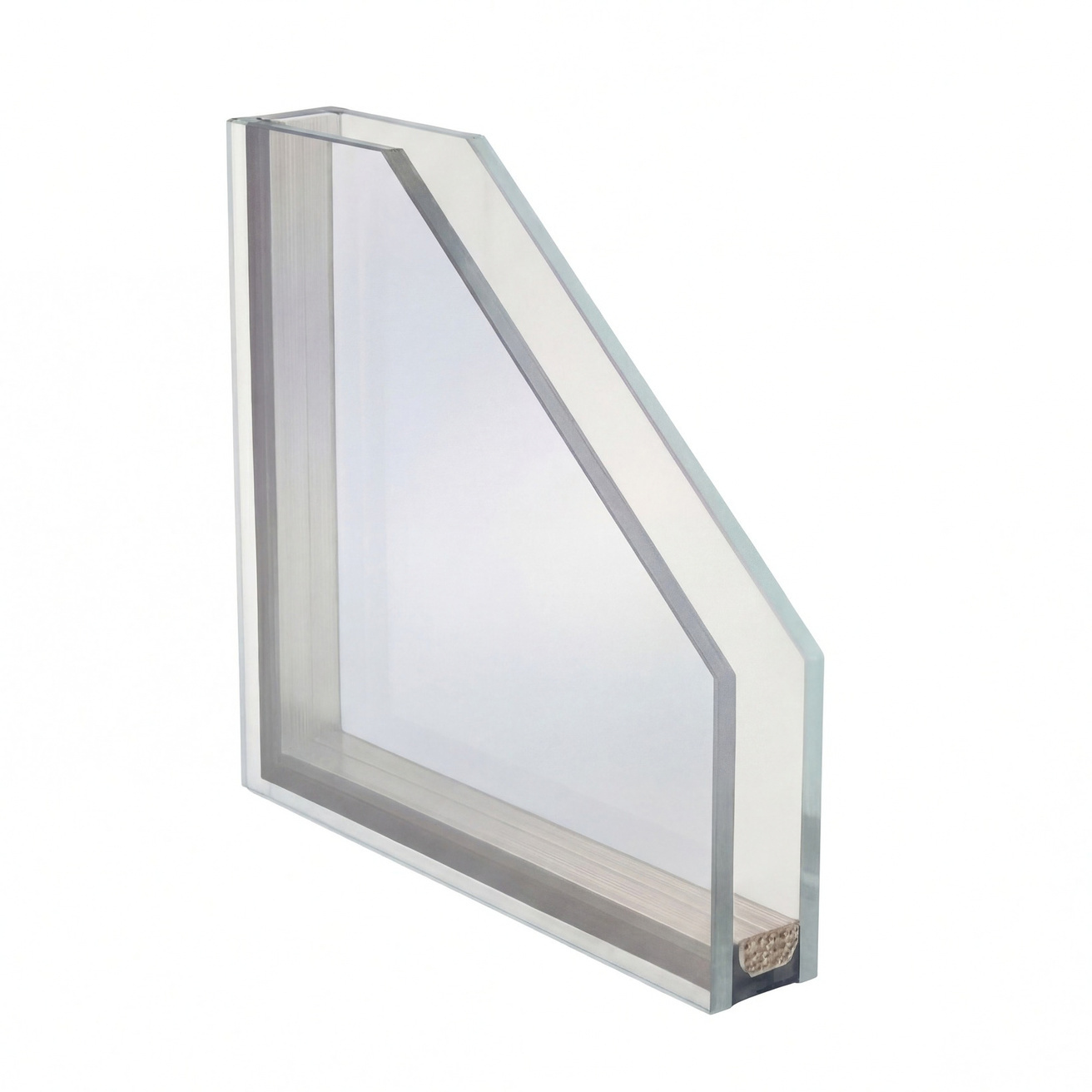 High-Transparency Low-E IGU sample showing glass layers