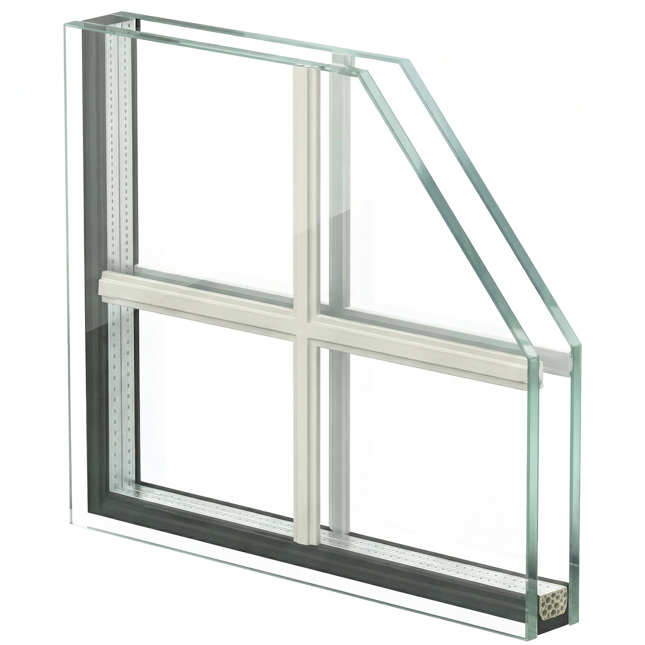 Solar Control IGU with Internal Muntins sample showing glass layers